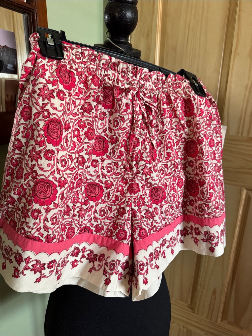 Universal Thread Cream Shorts with Pink Floral Print —Elastic High Waist Cotton